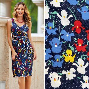 Monroe & Main V-Neck Y2K Babydoll Dark Floral Grotto Faux Wrap Dress Size 14